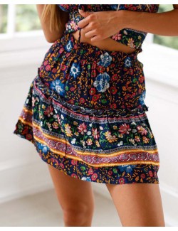 Romantic Bohemian High Waist A-Line Ruffles Skirt