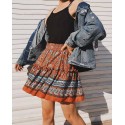 Summer Floral Print Bohemian Style Pleated Short Skirt