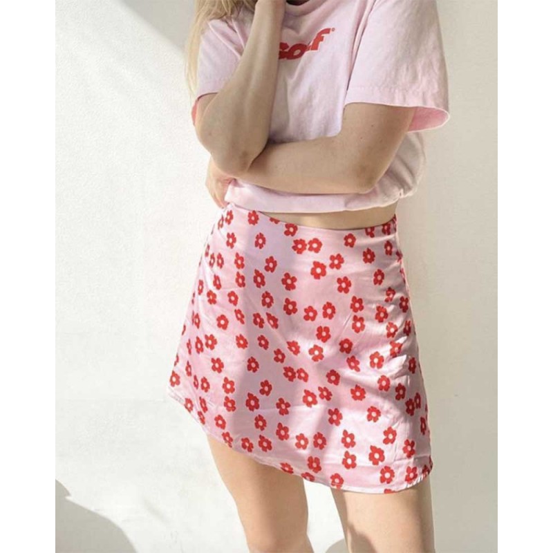 Pink Short Satin Skirt - Super X Studio