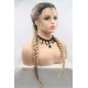 Lace front two braids blonde long wigs