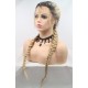 Lace front two braids blonde long wigs
