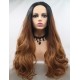 Blonde brown wavy easeful long lace front wigs