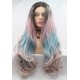 Punk style lace front colorful long wavy wigs