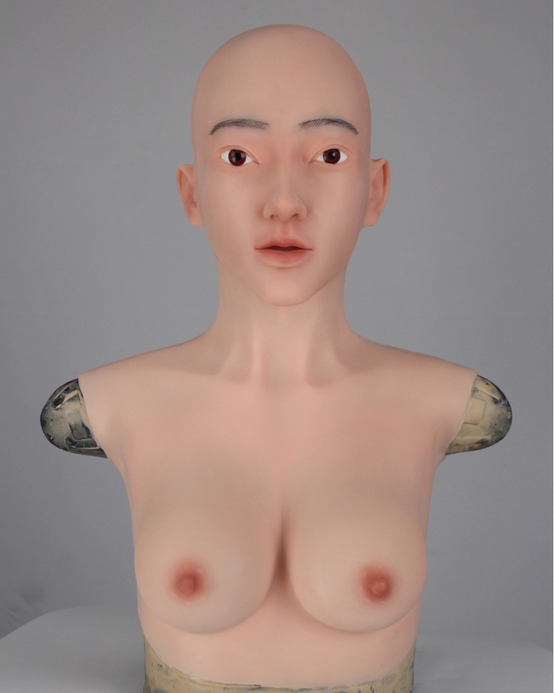 Cristina realistic silicone face mask breastplate integral