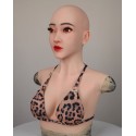 Masque silicone réaliste viasage Christina buste faux seins avec