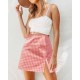 Front Slit Plaid Skirt