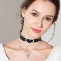 Heart buckle synthetic leather choker celebrity neck clavicle chain