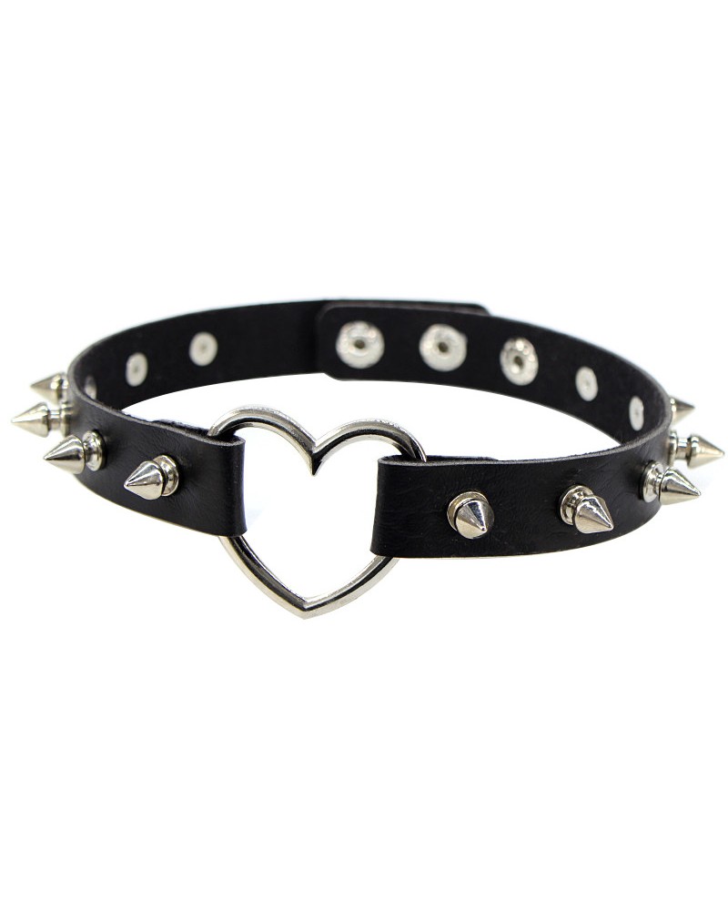 Adjustable PU Collar Heart Leather Choker Necklace - Punk Goth PU Collar With Adjustable Sizing For Women & Men Sex Collars/chokers Woman