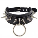 Black spike choker spike collar with ring