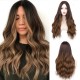 Realistic long wavy brown hair wig lace front realistic
