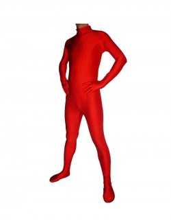 Red second skin suit spandex lycra catsuit