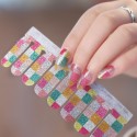 Shiny color checkerboard nail polish stickers