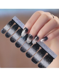 Black silver shiny nail polish stickers