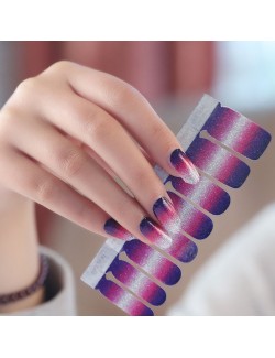 Purple pink silver gradient shiny nail polish stickers