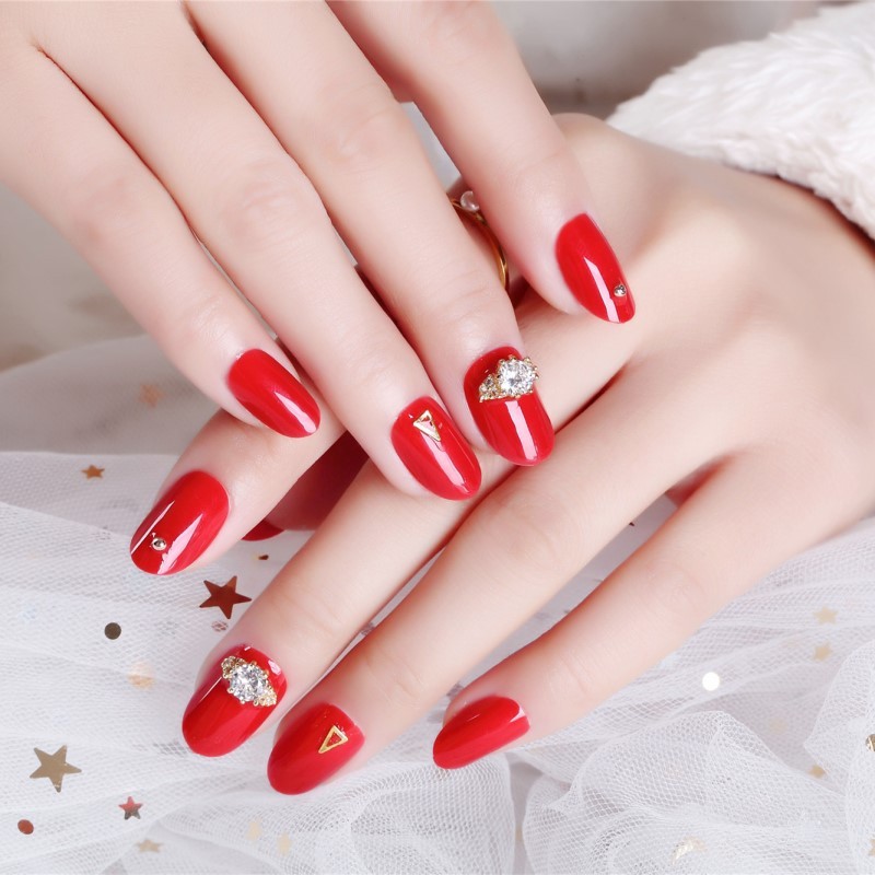Scarlet solid varnish nail polish rhinestones stickers big size - Super X  Studio