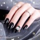 Vernis à ongles noir auto-adhésif avec zircon portable amovible noir faux ongles solides