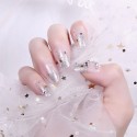 Transparent and silver sparkling nail polish self-adhesive false nails