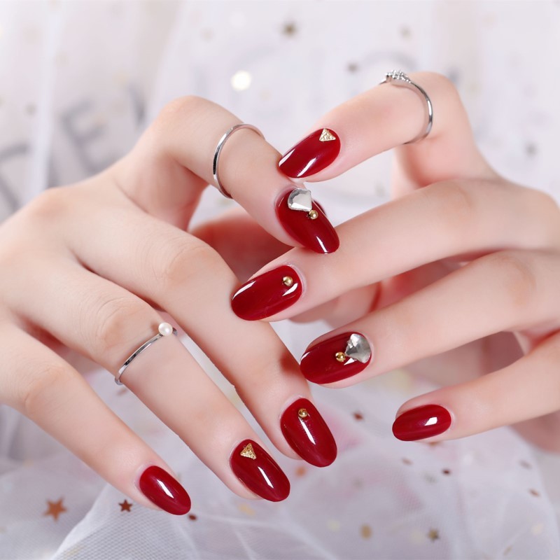 Adhesive false nail red shining decoration - Super X Studio