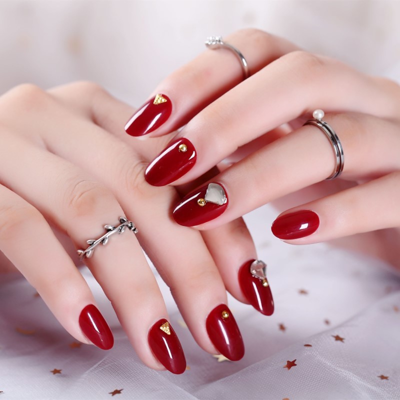 Adhesive false nail red shining decoration - Super X Studio
