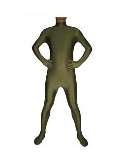 Army green second skin suit spandex unisex