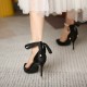Pearl anklet bow black new high heels