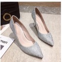 Celebrity silver shiny pointed high heels
