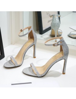 2021 silver shiny high heel sandals