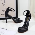 Black shiny 2 3 4 inch heels sandals