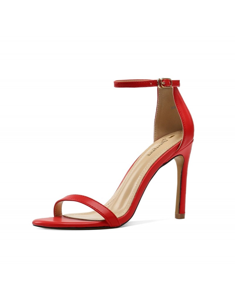 Red strappy high heels sandals super feminine - Super X Studio