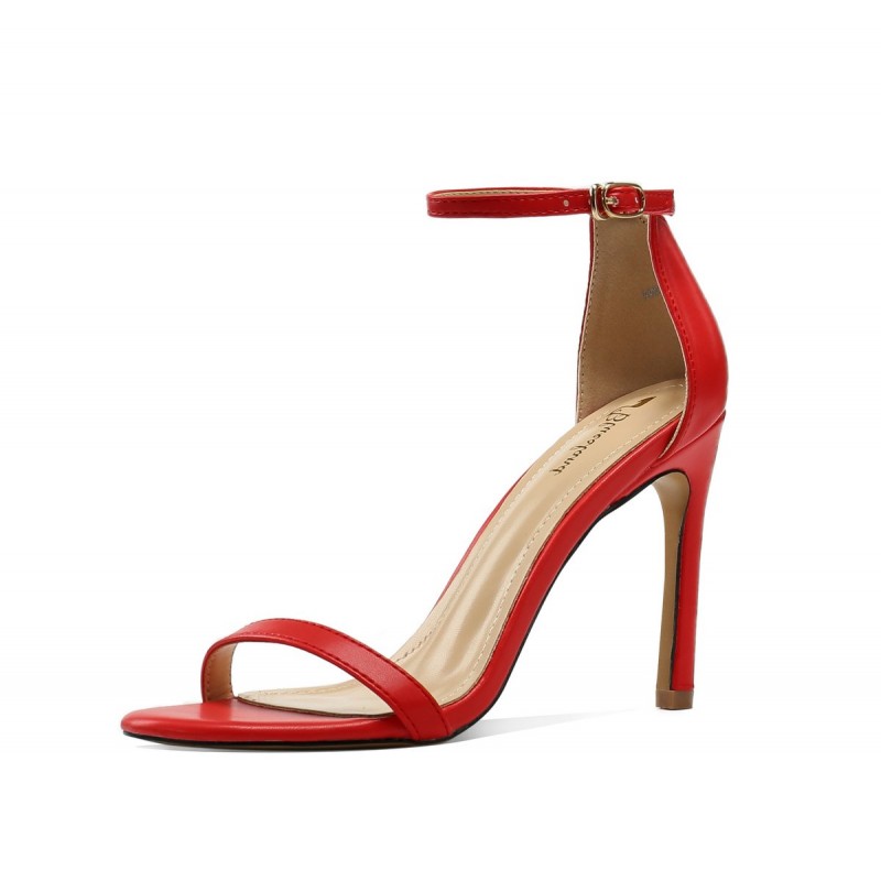 Red strappy high heels sandals super feminine - Super X Studio