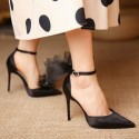 Black suede bow pointed stiletto high heels