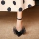 Black suede bow heels pointed suede sandals