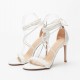 White strappy high heel sandals
