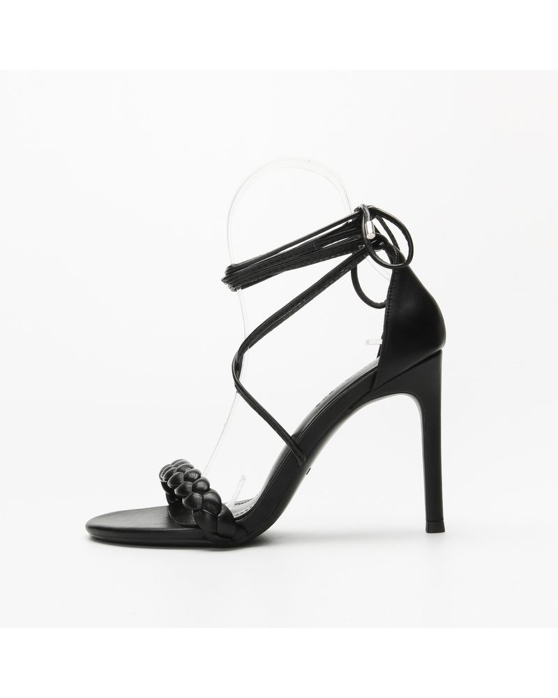 Black strappy high heel sandals