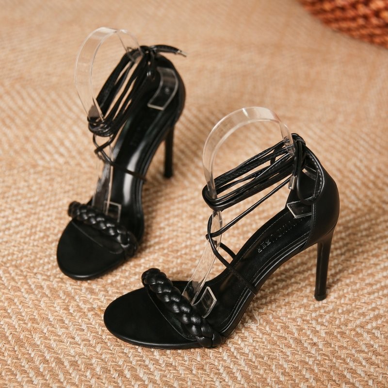 Black strappy high heel sandals - Super X Studio