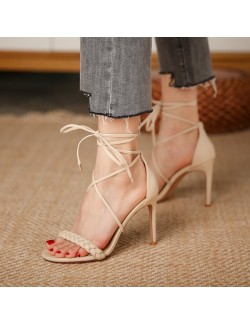 Nude strappy 3 inch 8cm heel sandals