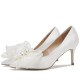 White satin heels with big bow