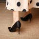 3 inch 8 cm black satin pointed heels
