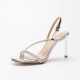 Mirror silver rhinestone strappy heeled sandals