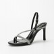 Black patent leather shiny strappy heeled sandals