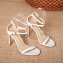 3 Inch strappy white heel sandals