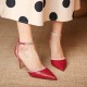 Ankle strap rhinestone pointed heels