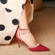 Ankle strap rhinestone pointed heels