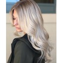 Gradient silver white wavy hair wig