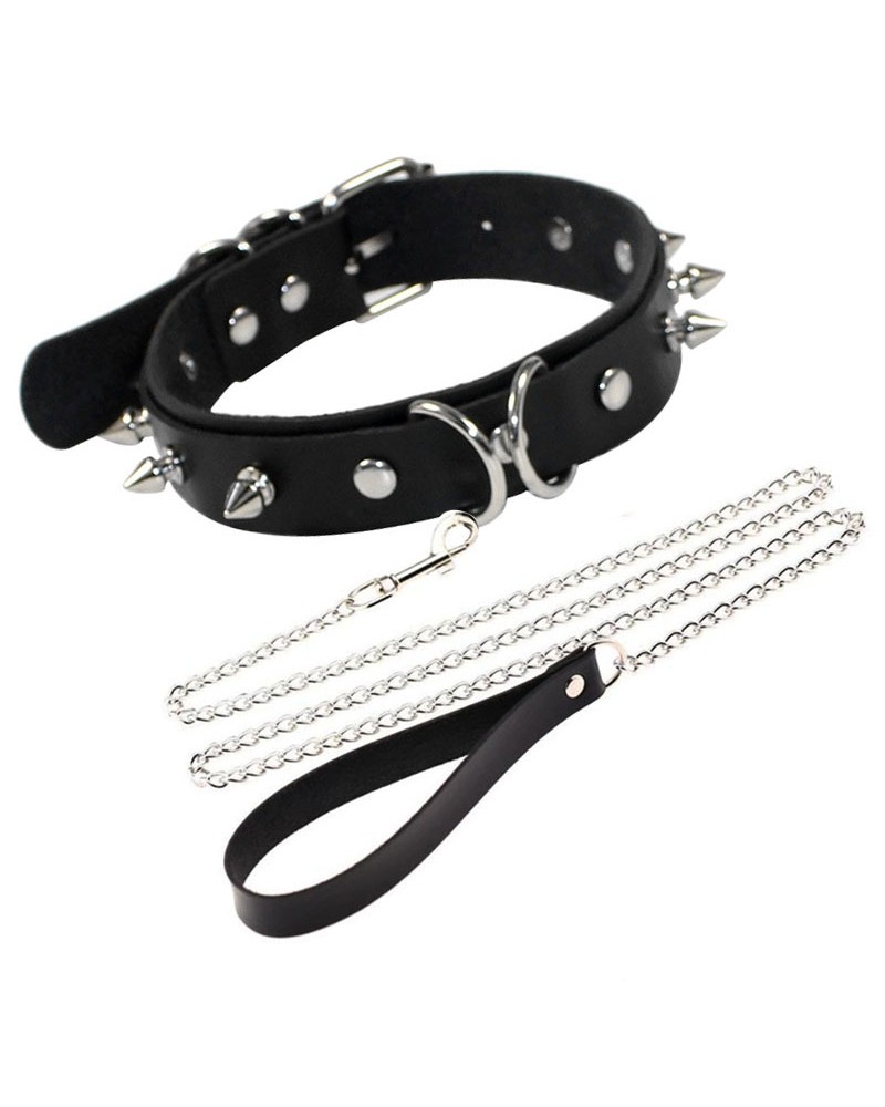 Choker collar with chain lead leash
