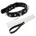 Spiked choker collar with chain lead