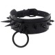 Spiked punk choker collar with ring