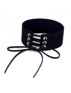 Quality suede collar choker lace up