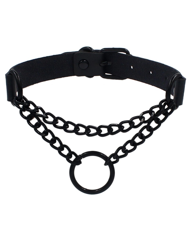 Matt black choker necklace soft collar chain