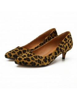 Leopard pattern plus size suede high heels